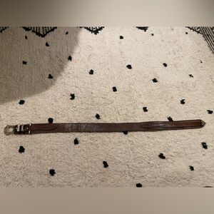 Brown Tooled Leather Belt with Decorative Tip